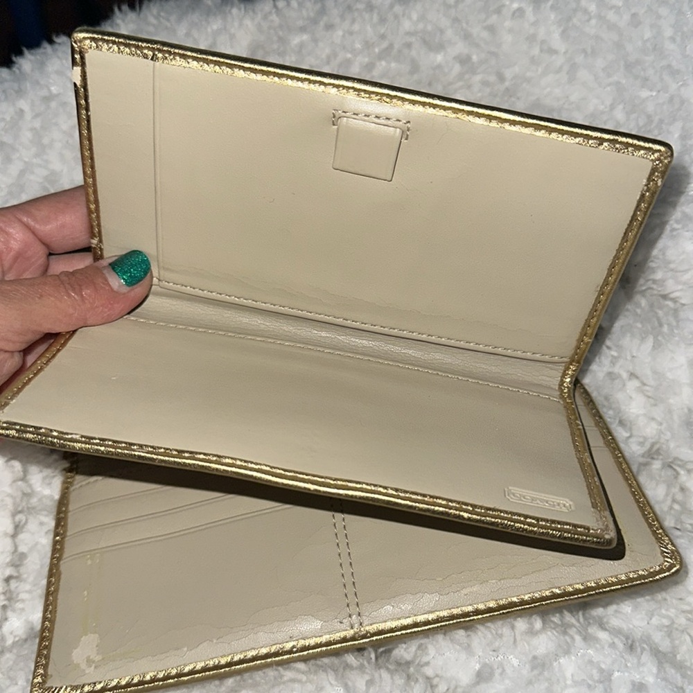 Coach Gold metallic cream and brown signature canvas long Wallet bundle - Picture 11 of 16